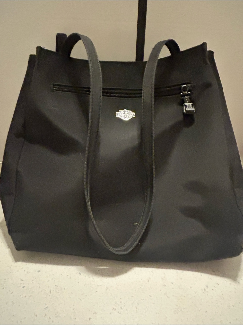 Black Women's Harley Davidson Tote Bag with Front Zip Pocket